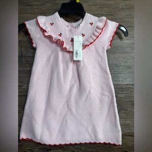 Janie and Jack Pink Dress with Red Cherry Accents
